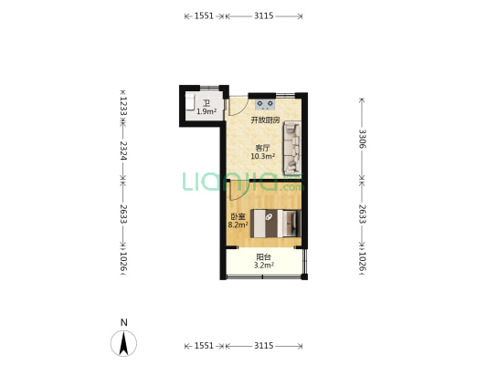 武宁路200弄 1室1厅1卫 28平方