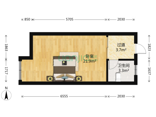 嘉都名苑 1室0厅1卫 44平方