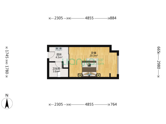 观澜国际 1室0厅1卫 38平方