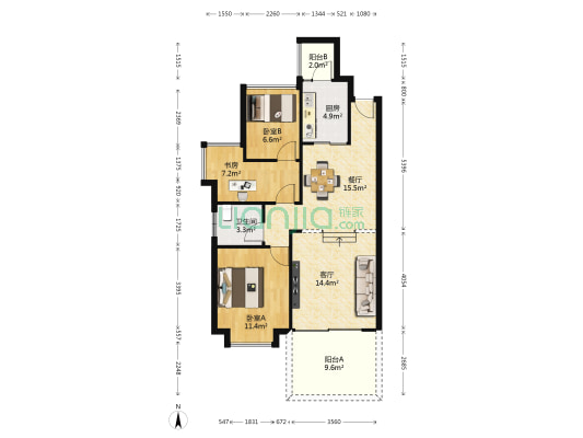 英伦名苑三期 3室2厅1卫 83平方