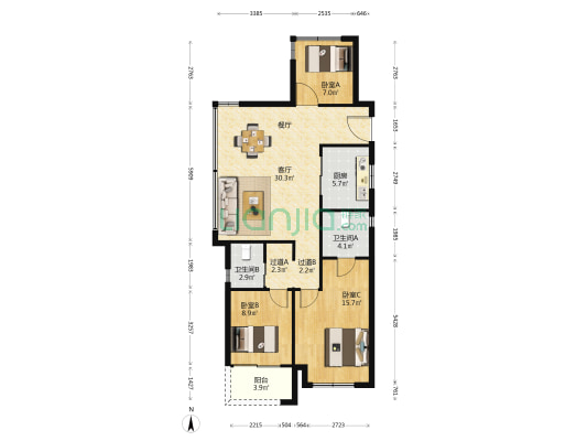 万科·东潮之滨 3室1厅2卫 106平方