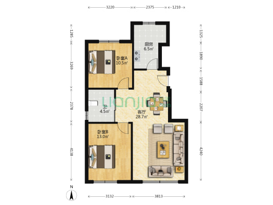 保利阅云台 2室1厅1卫 88平方