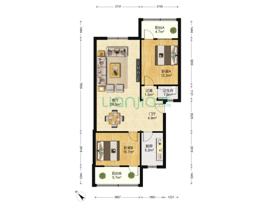 犀浦上街35号 2室1厅1卫 90平方