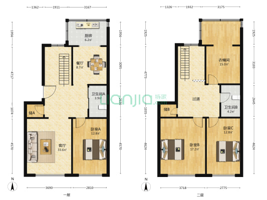 昌平街 3室2厅2卫 169平方