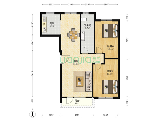 泰和国宝 2室1厅1卫 96平方