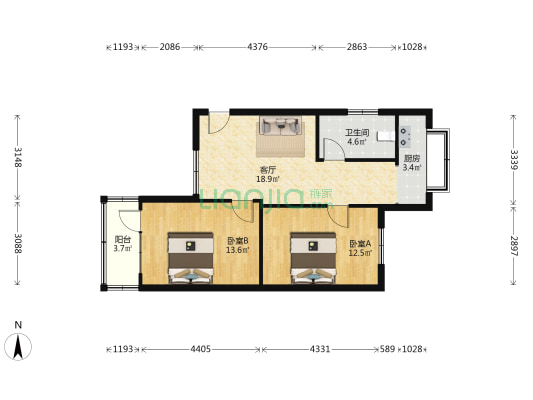 农业路东21号院 2室1厅1卫 70平方