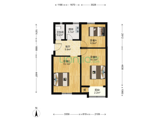 向阳楼 3室1厅1卫 66平方