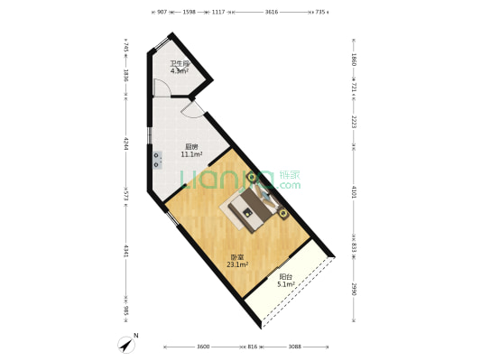 铂瑞花园北区 1室0厅1卫 56平方