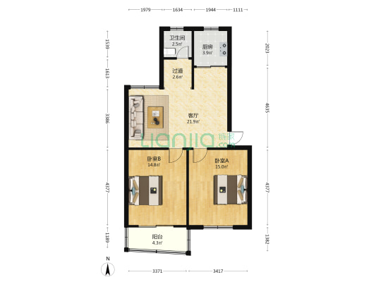 上元路301号 2室1厅1卫 78平方