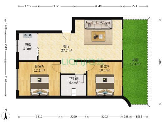 南昌路74号 2室1厅1卫 96平方