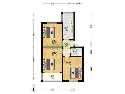 重庆南路70号小区 3室0厅1卫 69平方