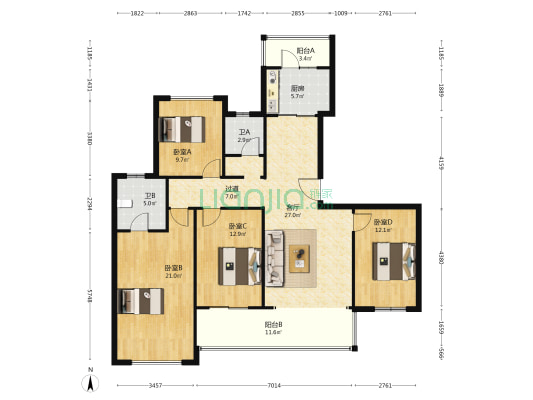 金隅·金玉府 4室1厅2卫 157平方