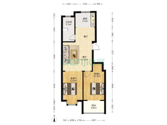 盛源小镇 2室1厅1卫 87平方