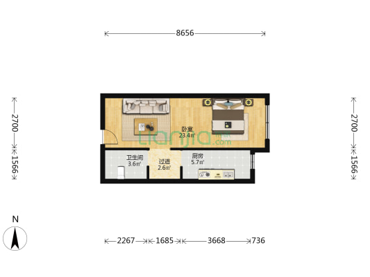 保利心语住宅四期 1室0厅1卫 53平方