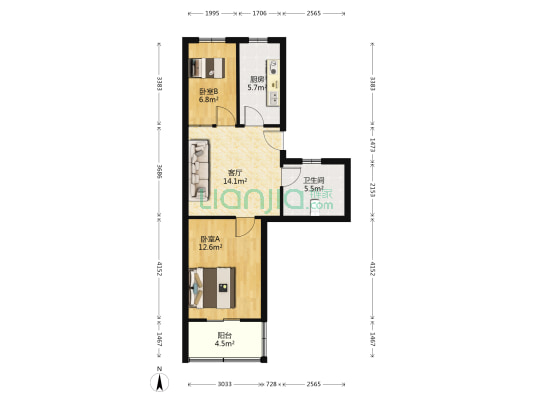 昌星新村北区 2室1厅1卫 60平方