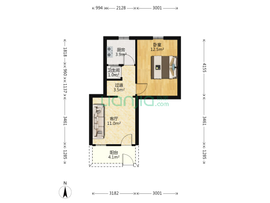 濂泉西路95号大院 1室1厅1卫 42平方