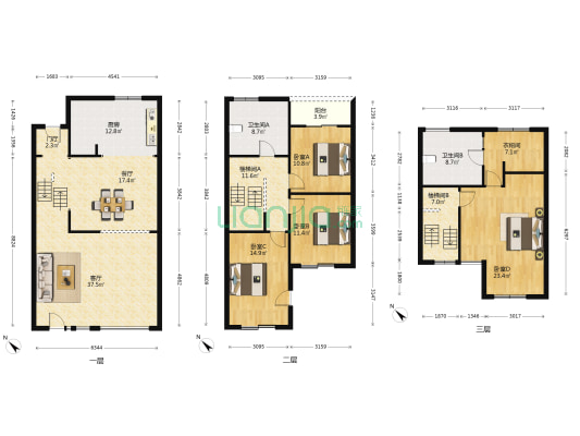 金地格林世界(柯玛仕庄园) 4室2厅2卫 205平方