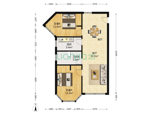 兴华小区 2室1厅1卫 94平方