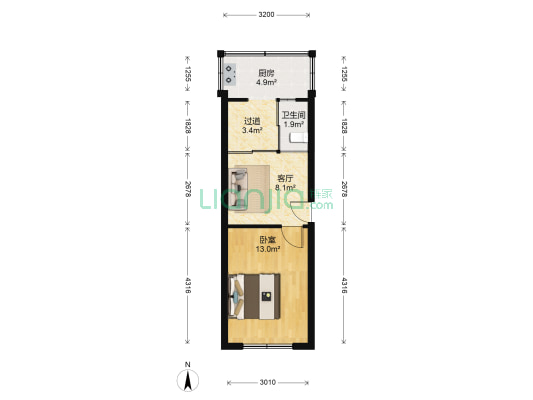 建委楼 1室1厅1卫 40平方