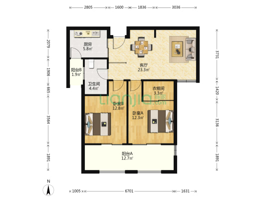 紫金伴山西区 2室1厅1卫 89平方