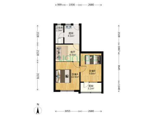 西门南村 2室1厅1卫 49平方