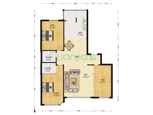万豪汇景新城 3室1厅2卫 160平方