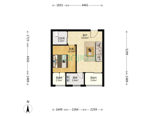 未来公馆 1室1厅1卫 54平方
