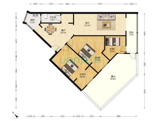 海椒市街60号 3室2厅1卫 93平方