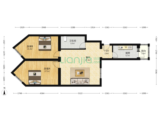 新明嘉园 2室1厅1卫 103平方