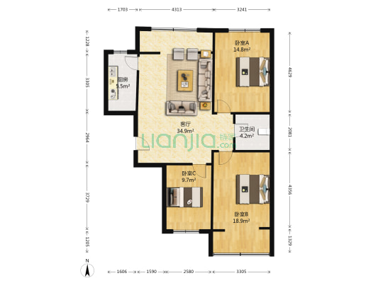 涿州水岸花城，近京地段交通畅，园林优美生活旺-户型图