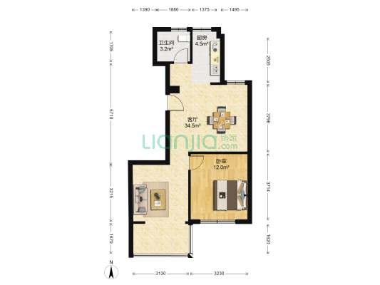 丽象佳苑 1室1厅1卫 83平方