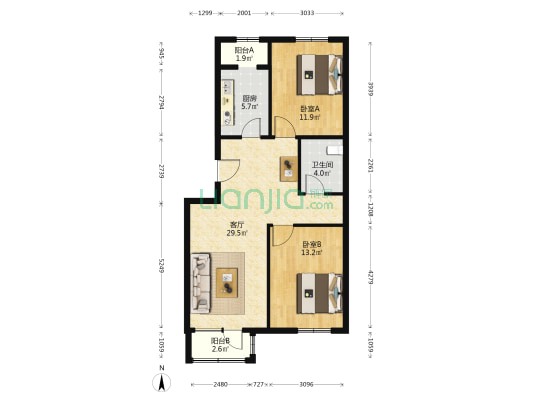 土沟新村 2室1厅1卫 84平方