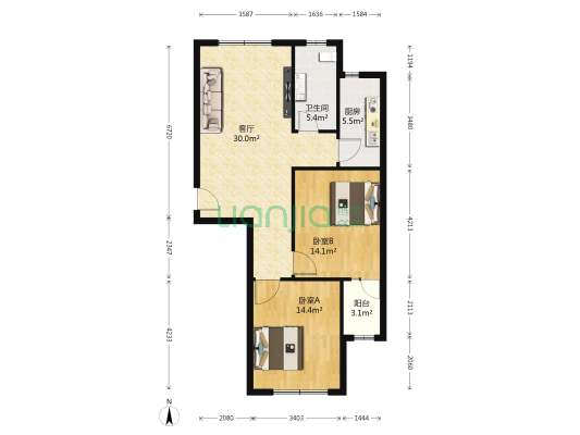 汇美·花月苑 2室1厅1卫 98平方