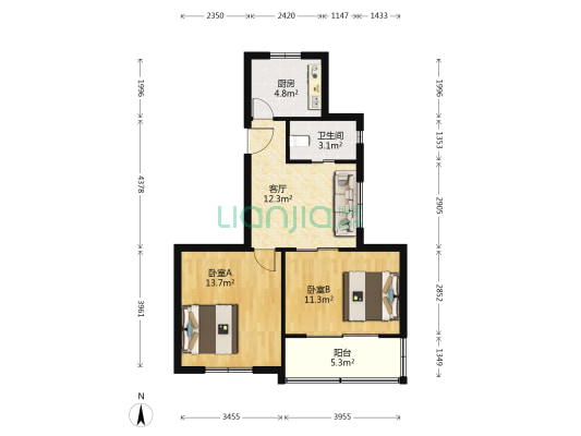 彩虹南路258弄 2室1厅1卫 60平方