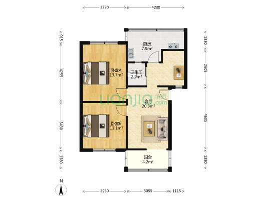 金光馨苑 2室1厅1卫 69平方
