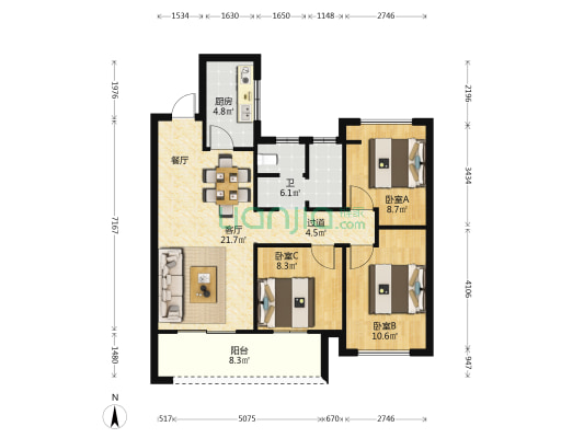 中建长投双创谷 3室1厅1卫 97平方