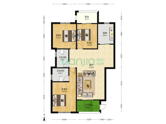 怡祥苑 3室1厅2卫 46平方