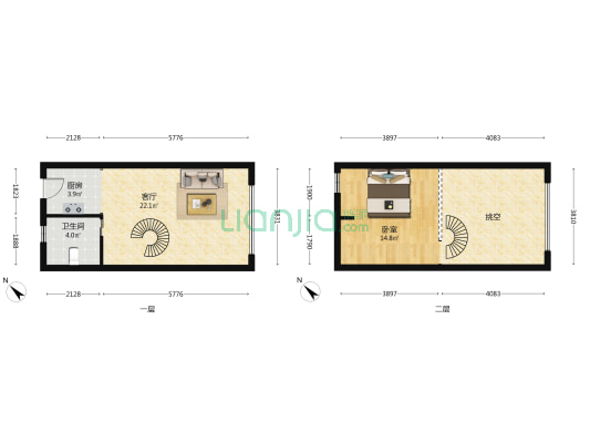 自由天地 1室1厅1卫 63平方