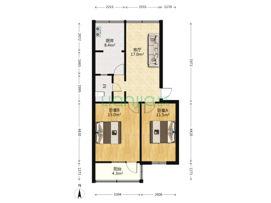 经七路8号院 2室1厅1卫 71平方