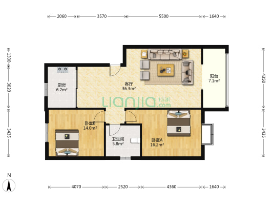 孙家畈小区 2室1厅1卫 103平方