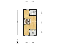 南向正规一居室 好楼层 简单装修-涿州名流美域户型图