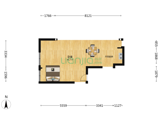 大摩华尔街生活广场 1室0厅0卫 41平方