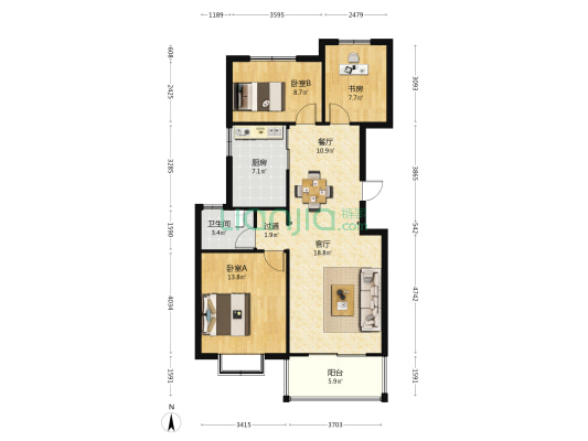 贝斯特财富广场 3室2厅1卫 101平方