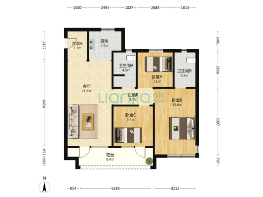 首创·禧悦学府 3室1厅2卫 109平方