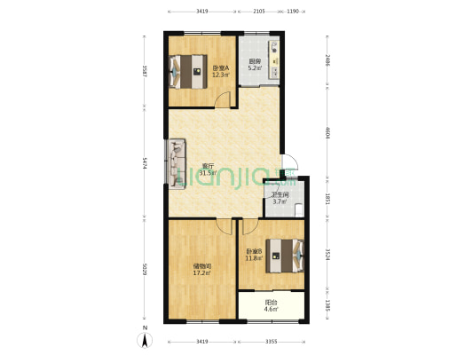 秀学楼 2室1厅1卫 104平方