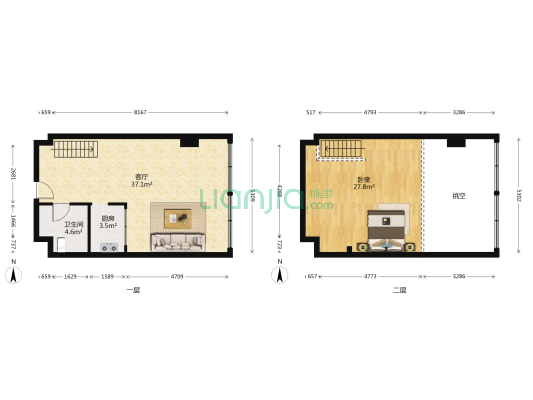广丰Loft公寓 1室1厅1卫 70平方