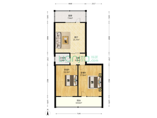 省高法宿舍 2室1厅1卫 99平方