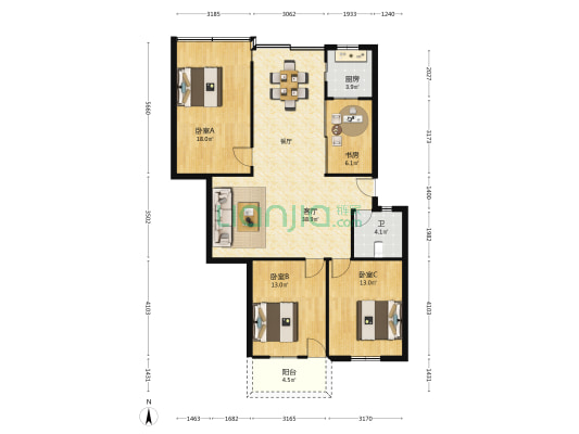 古乐巷4号 4室1厅1卫 123平方