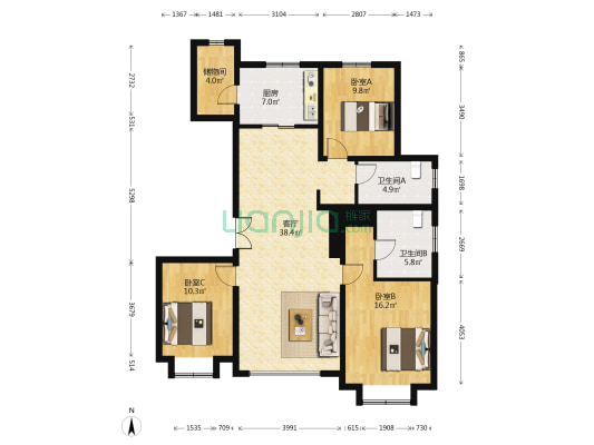 万年广阳郡九号 3室2厅2卫 139平方