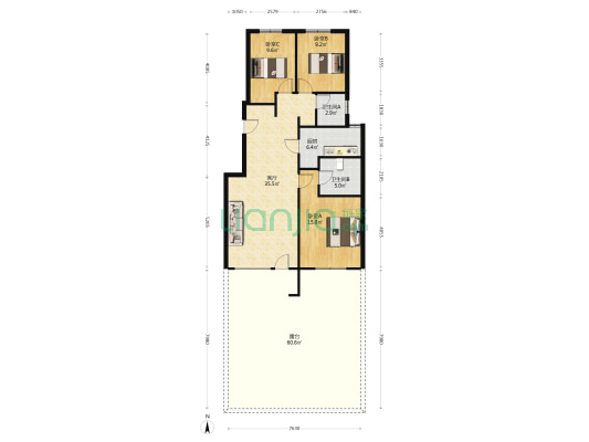 桃源新都孔雀城洋房带下跃带地上小院-户型图